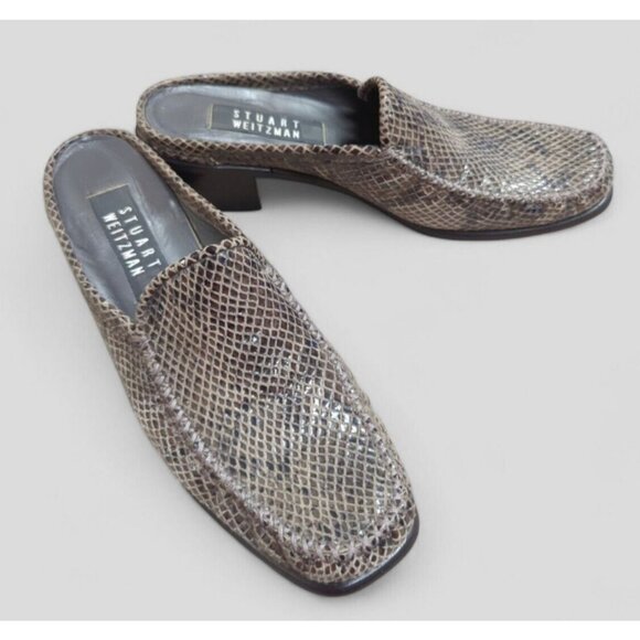 Stuart Weitzman Womens 6.5 AA  Shoes Alligator Slide Slip On Mule Heel Old Money - Picture 3 of 9